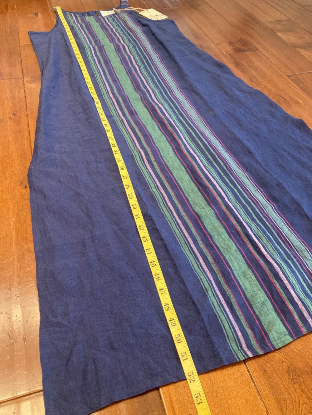Manan 100% linen sleeveless indigo dress - Picture 11 of 11